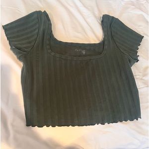 Aerie Offline Ruffled Forest Green Cropped Top